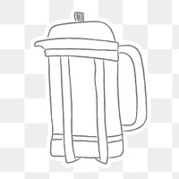 Doodle style french press coffee pot design element