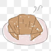 Freshly baked croissant doodle style illustration