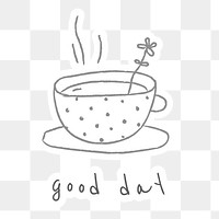 Good day with a coffee cup doodle style illustration