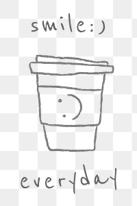 Disposable coffee cup doodle style illustration