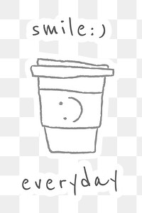 Disposable coffee cup doodle style illustration