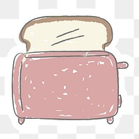 Doodle pink bread toaster sticker design element