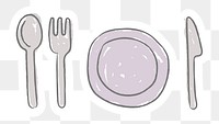 Doodle cutlery and plate sticker design element