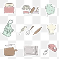 Cute kitchen stickers for journaling set