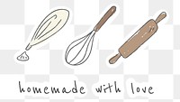 Homemade with love baking utensils sticker set