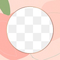 Gold round frame png peach on pink pattern
