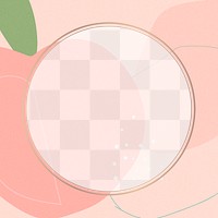 Gold round frame png peach on pink pattern