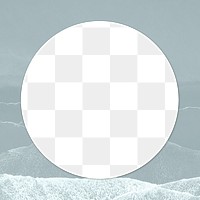 White round frame png on gray wavy texture 