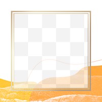Memphis pattern png square frame in gold