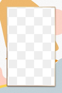 Pastel gold png frame on memphis pattern background