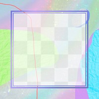 Violet square frame png on pastel neon background