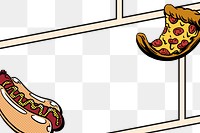 Pop art hotdog and pizza comic strip template design element