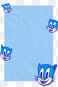 Blue cat cartoon frame design element