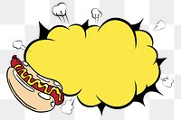 Pop art hotdog with a cartoon sound effect design element