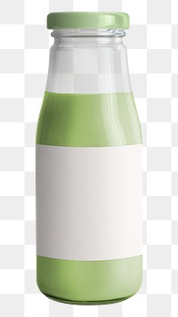 Fresh milk green tea in a glass bottle with a label mockup