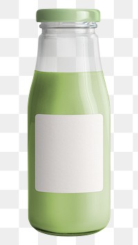 Fresh milk green tea in a glass bottle with a label mockup