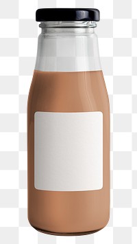 Fresh chocolate milk in a glass bottle with a label mockup