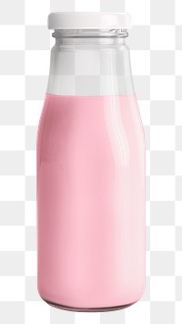 Fresh strawberry milk in a glass bottle mockup