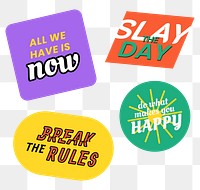 Vintage word colorful sticker badge png collection