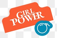 Png girl power text label colorful retro sticker