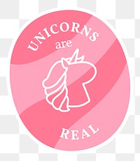 Unicorn are real text png label colorful retro sticker
