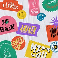 Vintage word sticker png background paper texture 