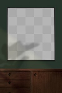 Blank square picture frame mockup on the wall