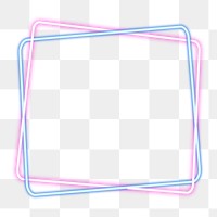 Pink and blue squared neon frame design element