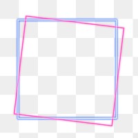 Pink and blue squared neon frame design element