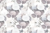 Hand drawn desaturated flower patterned background design element