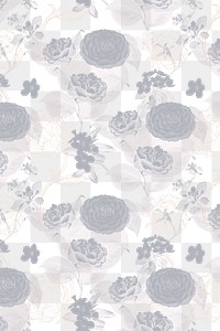 Hand drawn gray flower patterned background design element