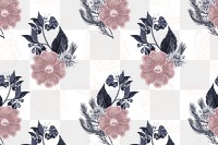 Hand drawn dull pink and gold flower patterned background design element