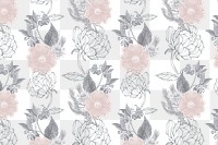 Hand drawn dull pink and gray flower patterned background design element