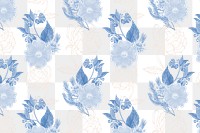 Hand drawn blue flower patterned background design element