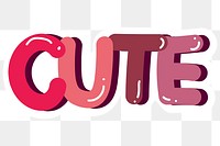 Pink cute word sticker design element