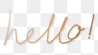 Golden cursive hello typography design element 