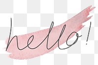 Hello typography with a pink brush stroke design element