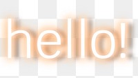 Orange hello neon typography design element 