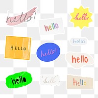 Hello greetings typography sticker design elements