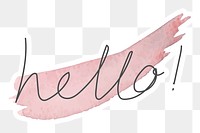 Hello typography with a pink brush stroke sticker design element