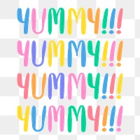 Colorful Yummy! word set design element
