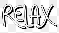 Black and white relax word design element