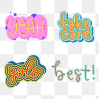 Cool word sticker design element set