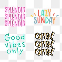 Cool word sticker design element set