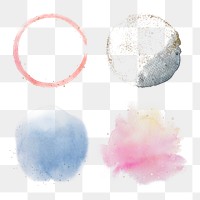 Watercolor blobs and brush stroke design element set