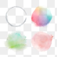 Watercolor blobs and brush stroke design element set