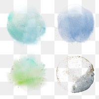 Watercolor blobs and brush stroke design element set