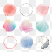 Watercolor blobs and brush stroke design element set