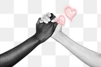 Diverse people holding hands to justify equality design element