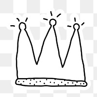 Crown doodle sticker with a white border design element